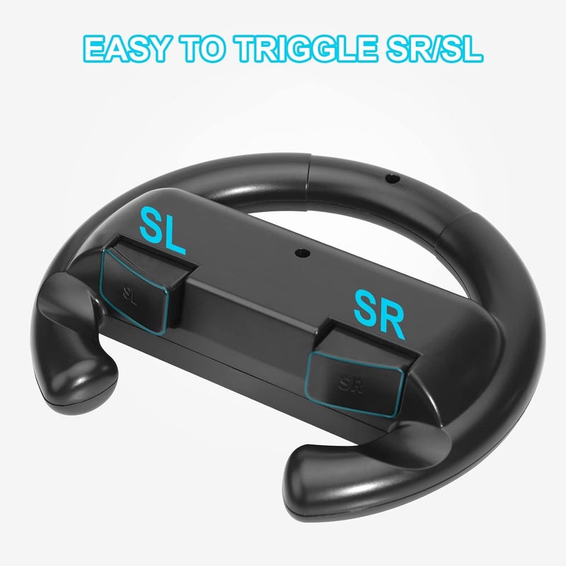 JoyHood Steering Wheel Compatible with Switch/Switch OLED Joy-Con Controller [2 Pack] Racing Wheel Controllers fit for Mario Kart 8 Deluxe - Black - Image 4